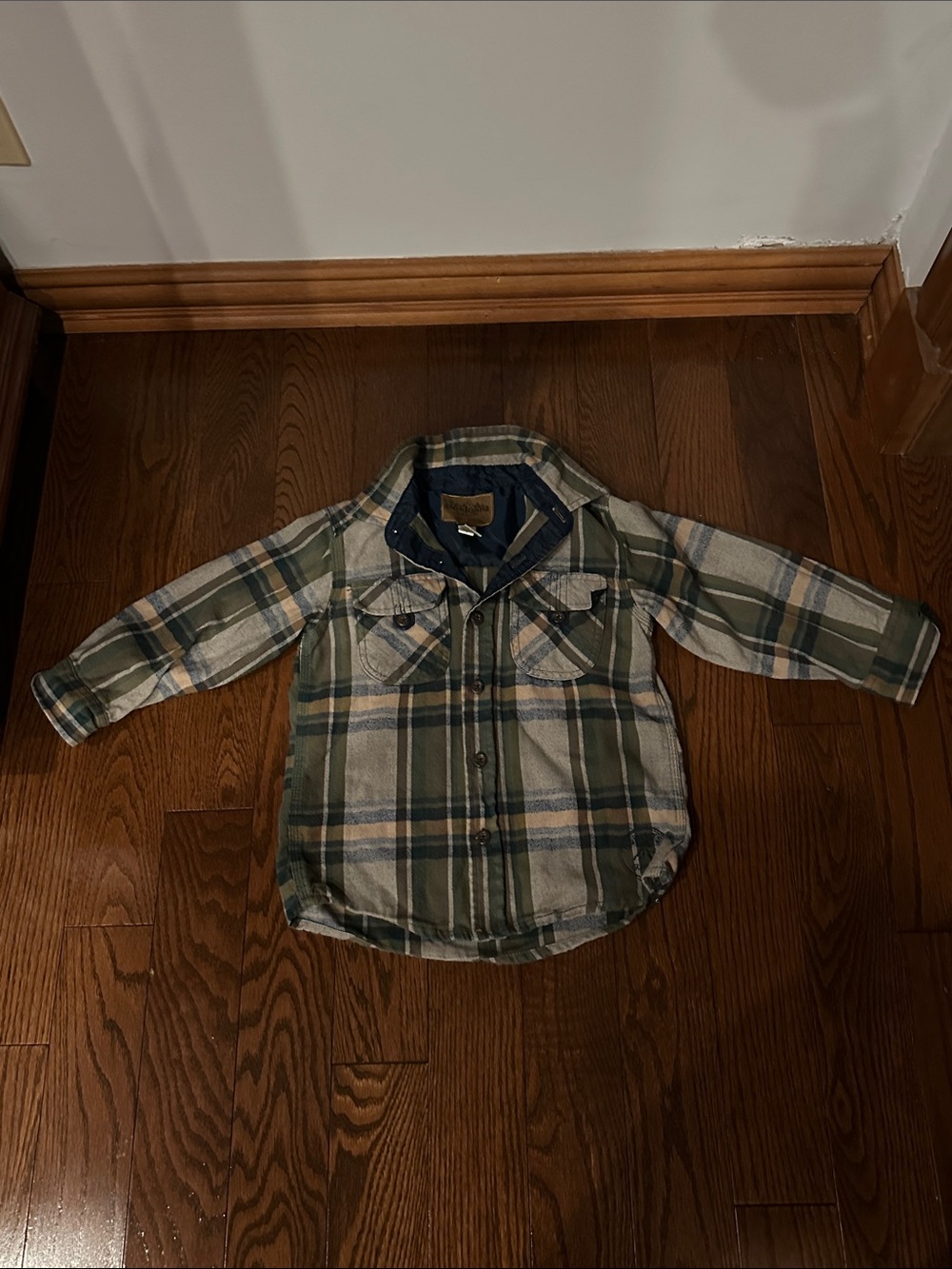 Oshkosh boy Green Plaid Button-Up Shirt sz5
